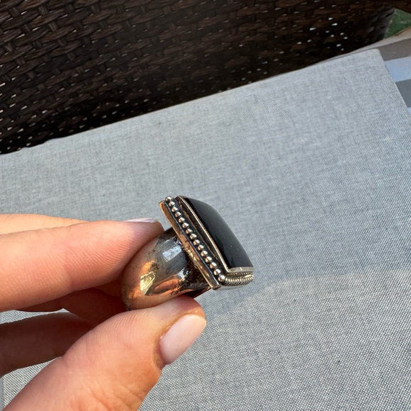 EXEX by Claudia Agudelo 925 Sterling Silver Bold Ring with Square Onyx - Picture 6 of 13